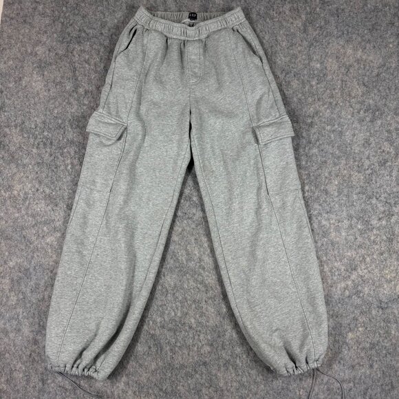 Gap Mens Gray Cargo Sweatpants Wide Leg Fleece Size M - Picture 1 of 12